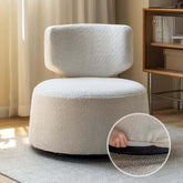 Cream swivel boucle sherpa accent chair without armrest, small and cozy for living room